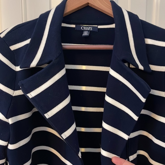 Chaps Jackets & Blazers - Chaps Navy and White Striped Cotton Jacket or Sweater